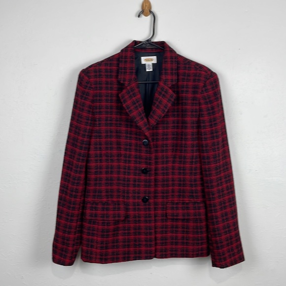 Talbots Jackets & Blazers - Talbots Red Plaid Pendleton Blazer SZ 10